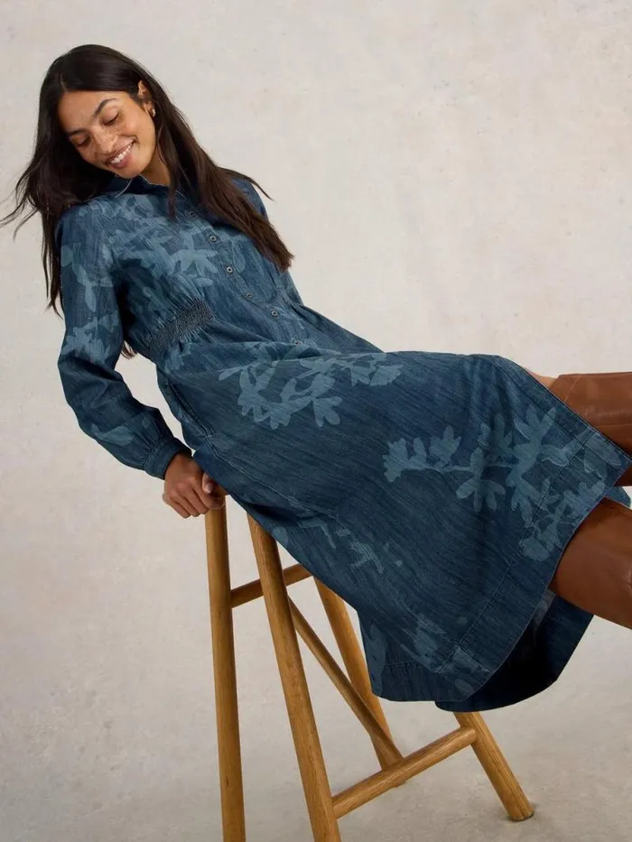 Women Farah Denim Midi Dress Denim Print White Stuff Dresses