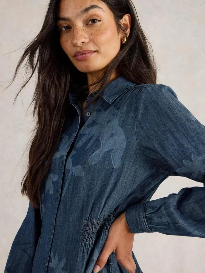 Women Farah Denim Midi Dress Denim Print White Stuff Dresses Women Farah Denim Midi Dress Denim Print White Stuff Dresses