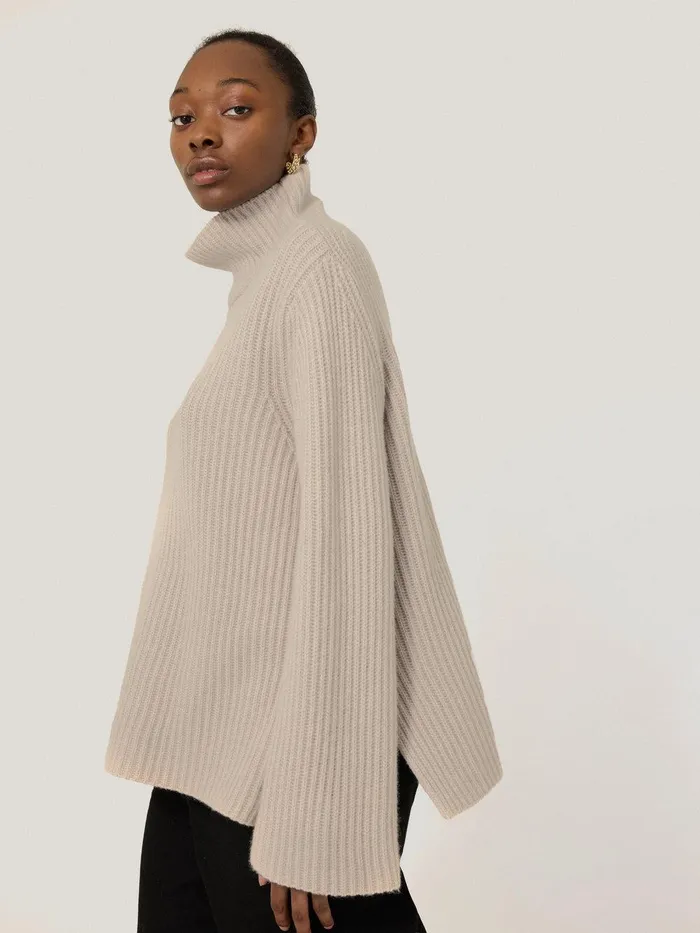 Women Faroe Fishermans Rib Jumper Cream Jigsaw Knitwear and Cashmere