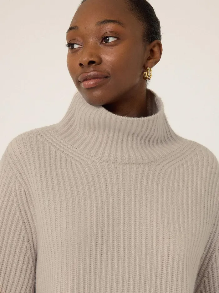 Women Faroe Fishermans Rib Jumper Cream Jigsaw Knitwear and Cashmere