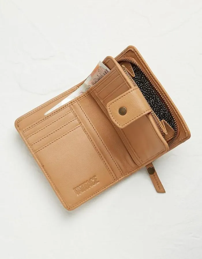 Women FatFace Bags and Wallets Etta Leather Zip Purse Mustard Yellow