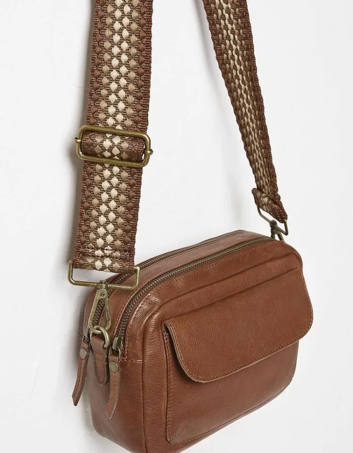 Women FatFace Bags and Wallets Wide Embroidered Bag Strap Tan
