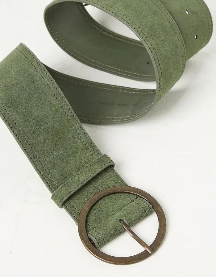 Women FatFace Belts Wide Suede Belt Green