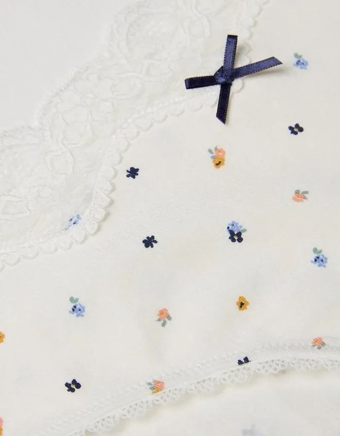 Women FatFace Buy 2 Get 1 Free Underwear Poppy Floral Mini Knickers Ivory