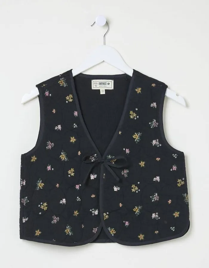 Women FatFace Coats and Jackets Quinn Ditsy Paisley Waistcoat Black