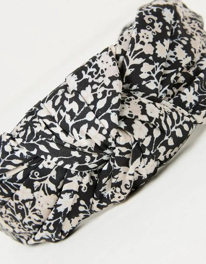 Women FatFace Hair Accessories Inlay Floral Head Band Black
