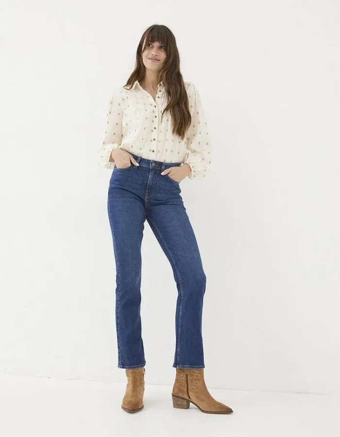 Women FatFace Jeans and Dungarees Brooke Bootcut Jeans Indigo Blue
