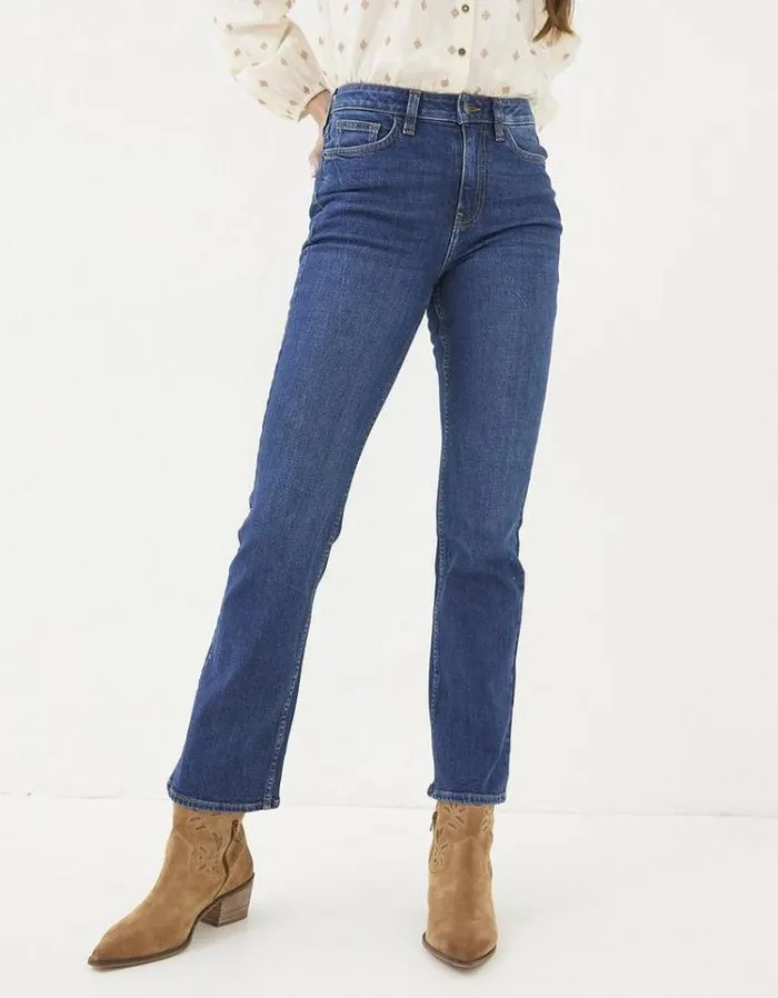 Women FatFace Jeans and Dungarees Brooke Bootcut Jeans Indigo Blue