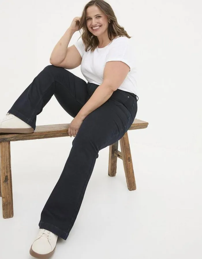 Women FatFace Jeans and Dungarees Brooke Bootcut Jeans Indigo Blue