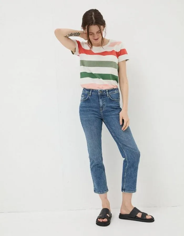 Women FatFace Jeans and Dungarees Capri Sway Cropped Jeans Vintage Blue