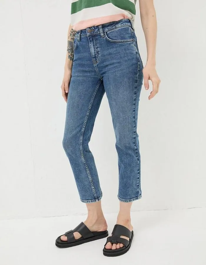 Women FatFace Jeans and Dungarees Capri Sway Cropped Jeans Vintage Blue