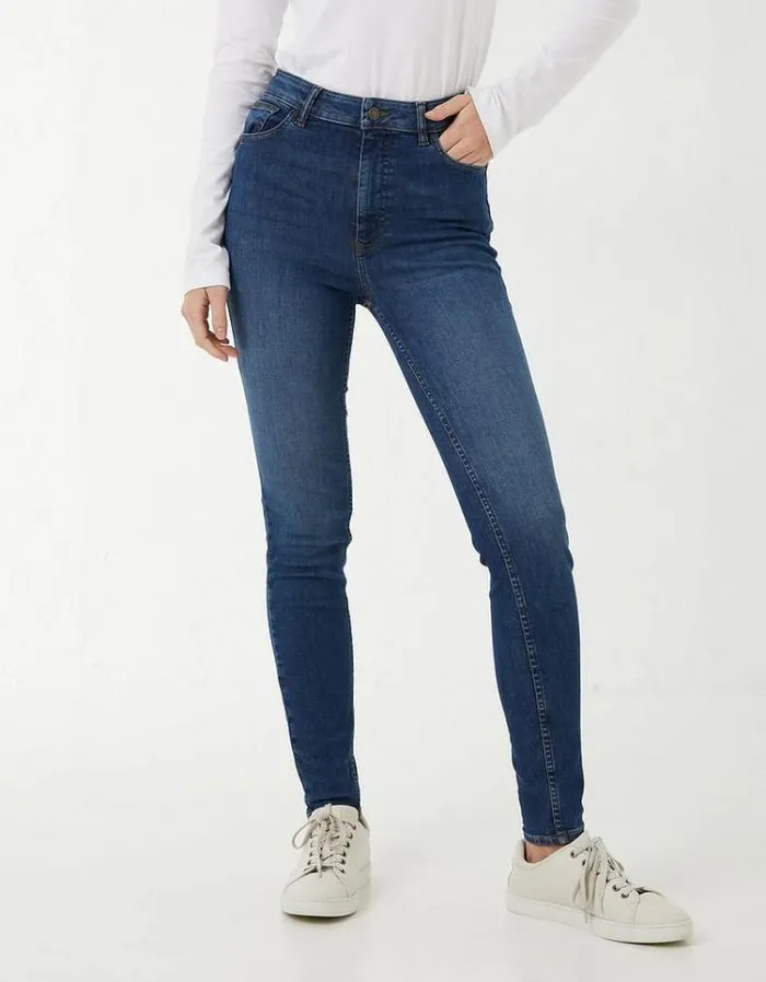 Women FatFace Jeans and Dungarees Harlow High Waist Stretch Skinny Jeans Bluevintage