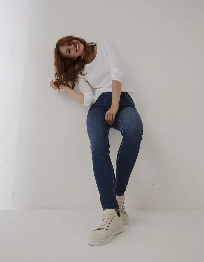 Women FatFace Jeans and Dungarees Harlow High Waist Stretch Skinny Jeans Bluevintage