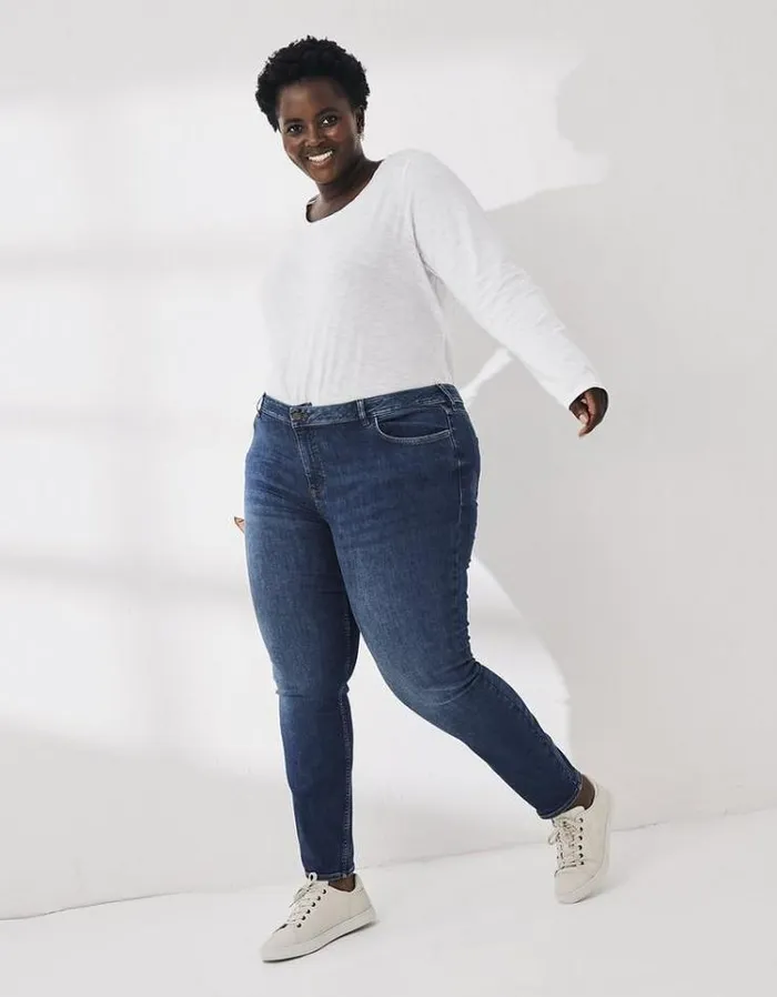 Women FatFace Jeans and Dungarees Harlow High Waist Stretch Skinny Jeans Bluevintage