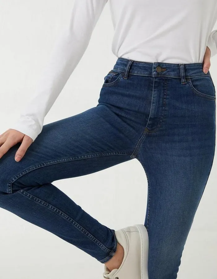 Women FatFace Jeans and Dungarees Harlow High Waist Stretch Skinny Jeans Bluevintage