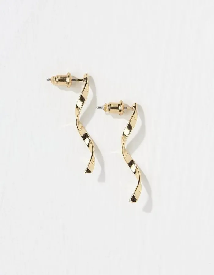 Women FatFace Jewelry Abstract Drop Earrings Gold