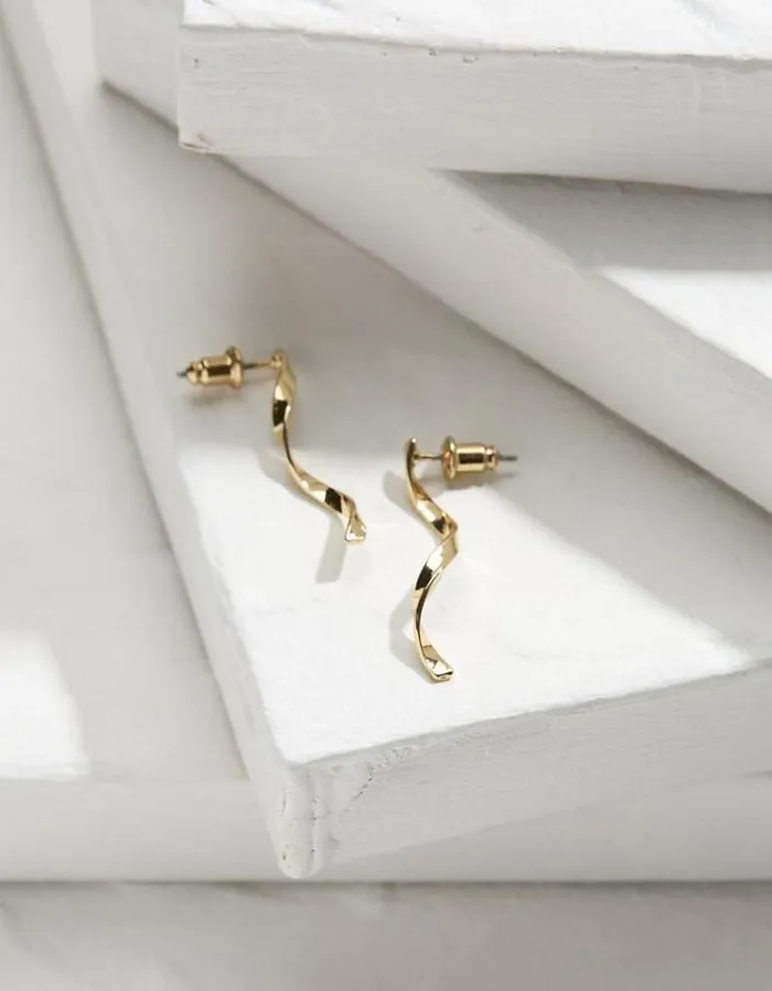 Women FatFace Jewelry Abstract Drop Earrings Gold