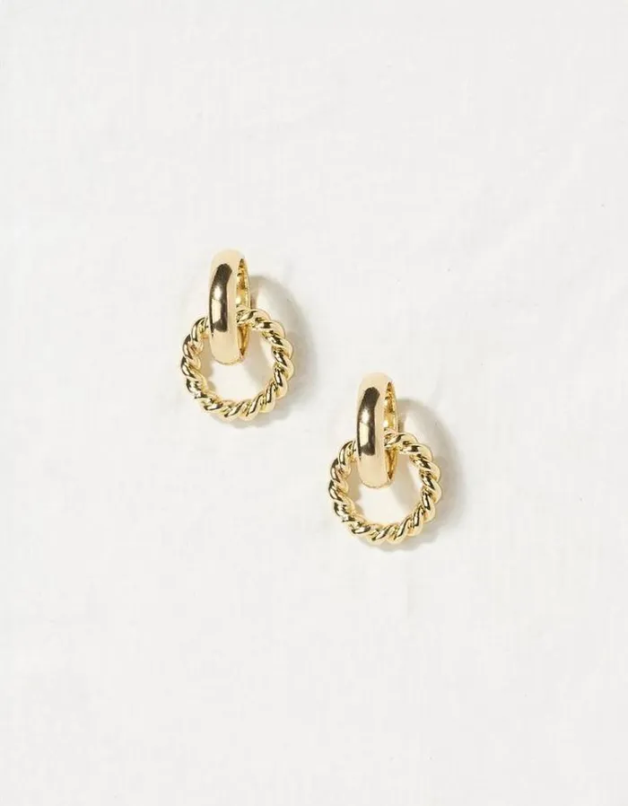 Women FatFace Jewelry Chain Drop Earrings Gold