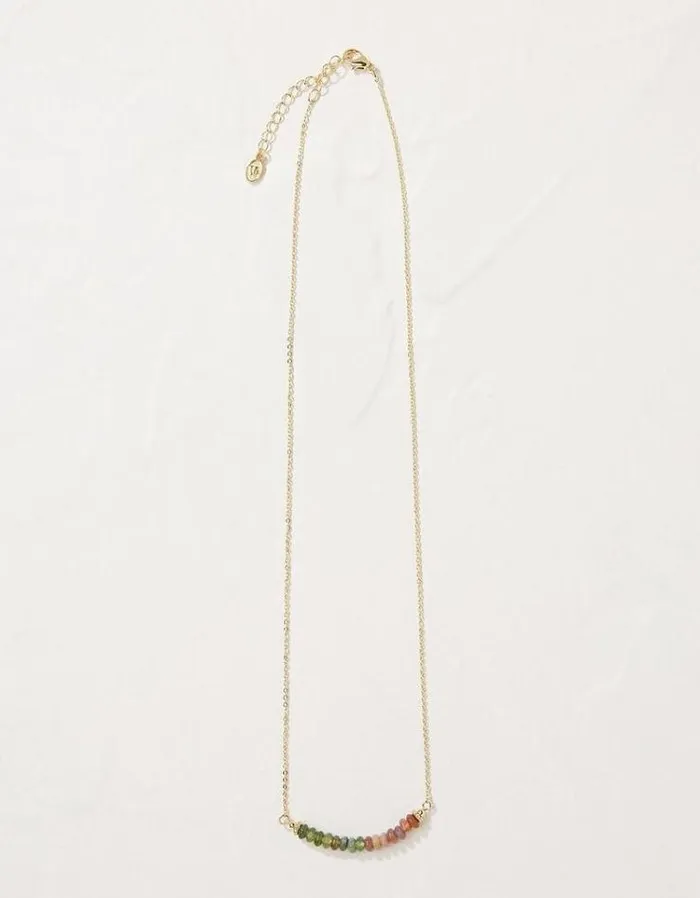Women FatFace Jewelry Semi Precious Disc Necklace Gold