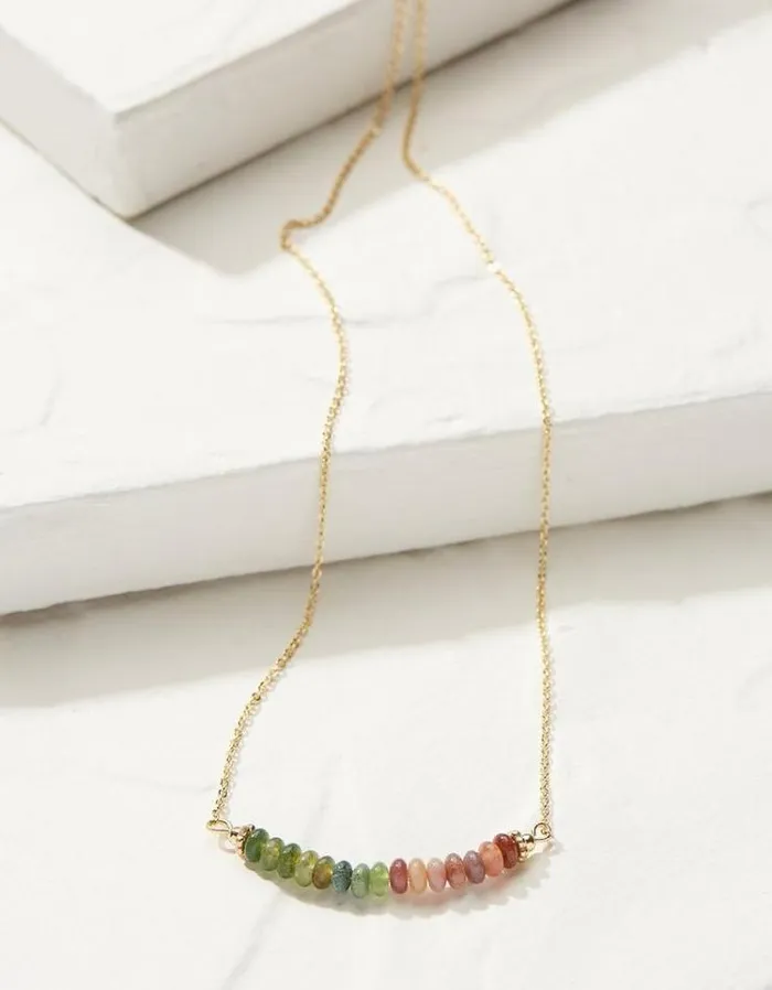 Women FatFace Jewelry Semi Precious Disc Necklace Gold