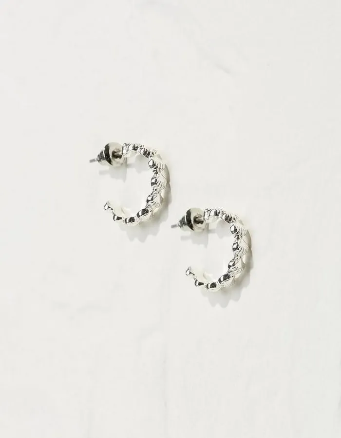 Women FatFace Jewelry Shell Hoops Silver