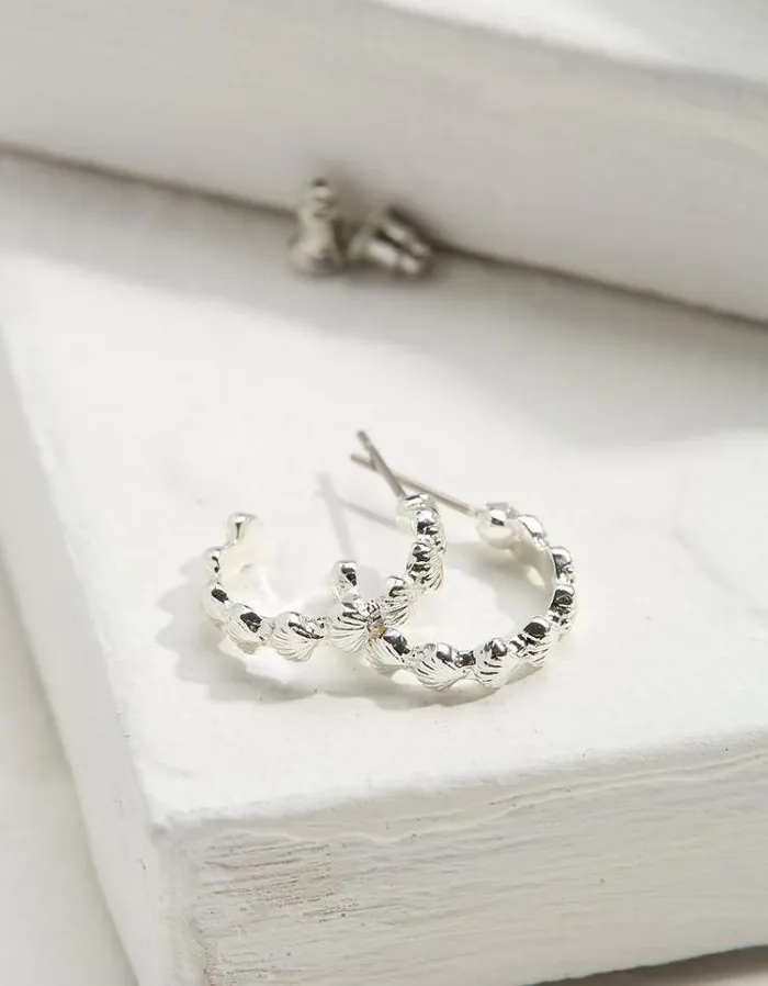 Women FatFace Jewelry Shell Hoops Silver