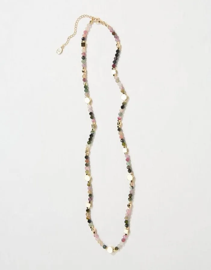 Women FatFace Jewelry Stone And Disc Necklace Multi