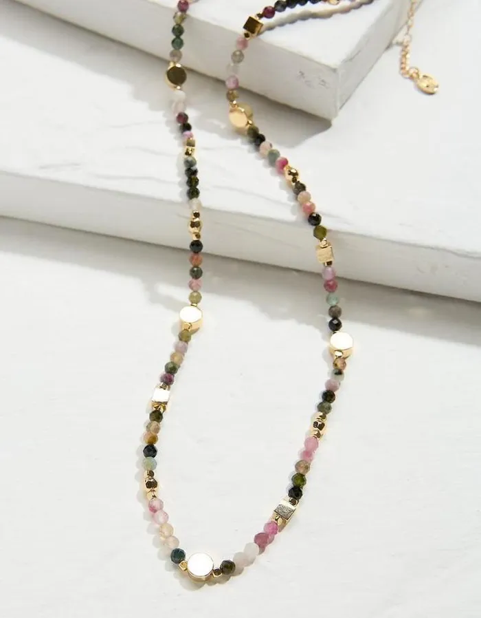 Women FatFace Jewelry Stone And Disc Necklace Multi