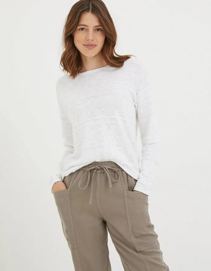 Women FatFace Linen Edit Isabelle Linen Blend Sweater White