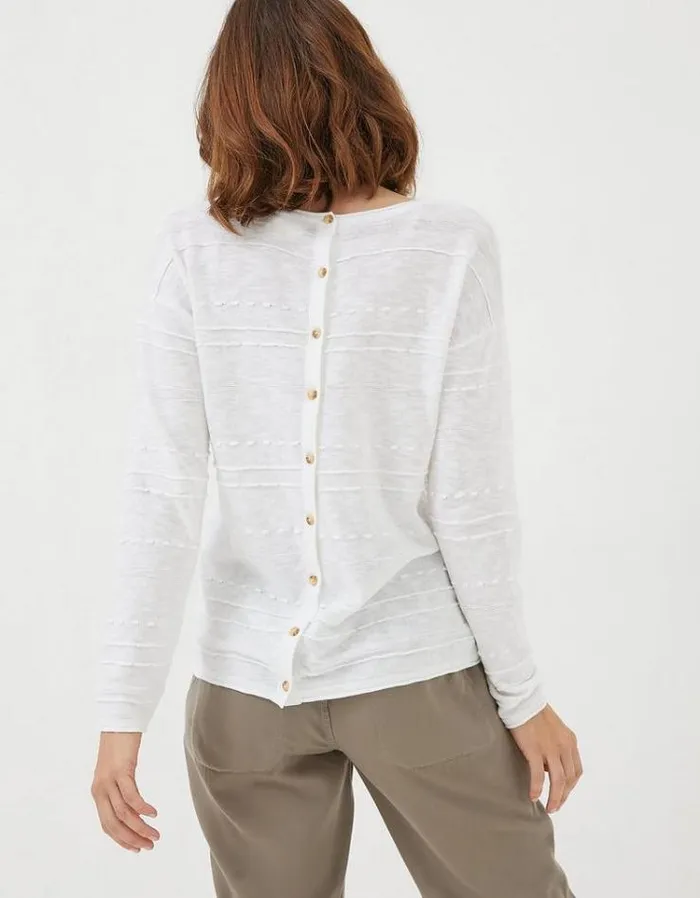 Women FatFace Linen Edit Isabelle Linen Blend Sweater White
