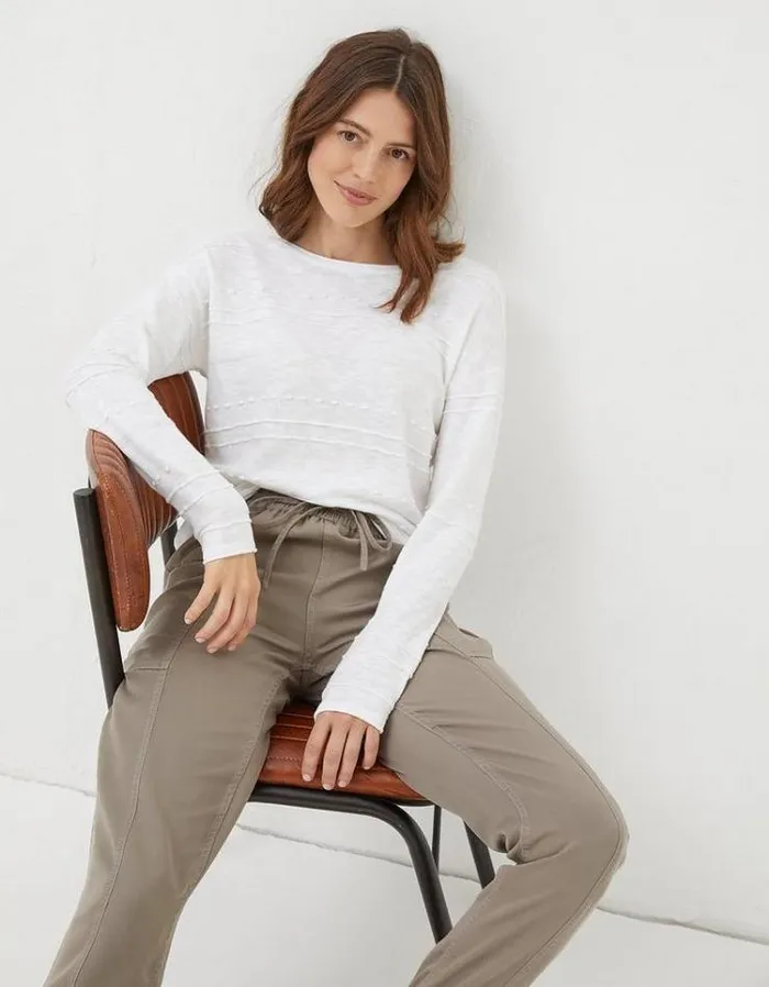 Women FatFace Linen Edit Isabelle Linen Blend Sweater White