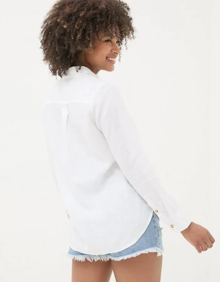 Women FatFace Linen Edit Olivia Linen Shirt White