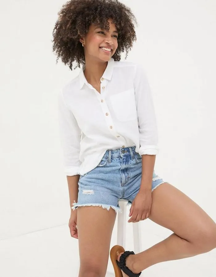 Women FatFace Linen Edit Olivia Linen Shirt White