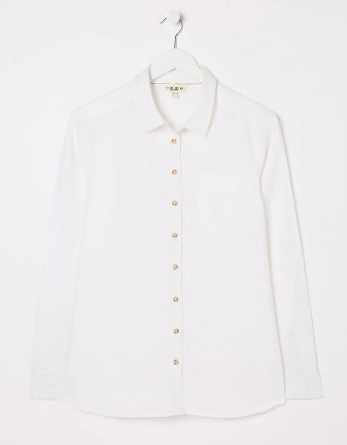 Women FatFace Linen Edit Olivia Linen Shirt White