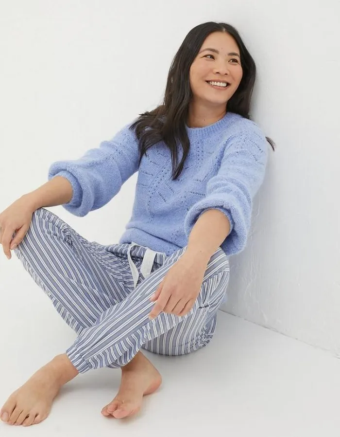 Women FatFace Nightwear and Pajamas Cora Stripe Lounge Pants Washed Blue