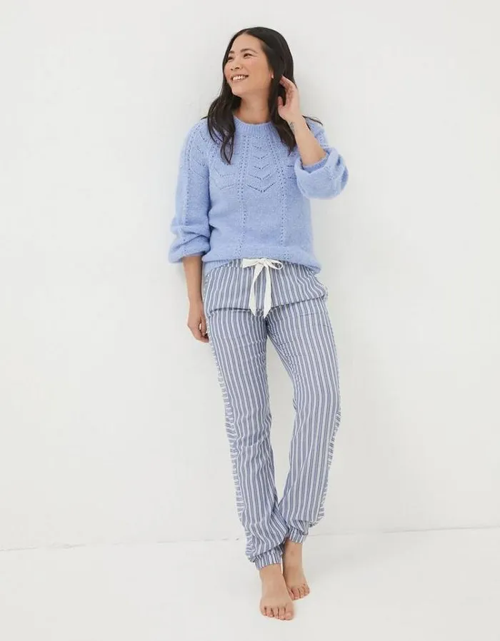 Women FatFace Nightwear and Pajamas Cora Stripe Lounge Pants Washed Blue