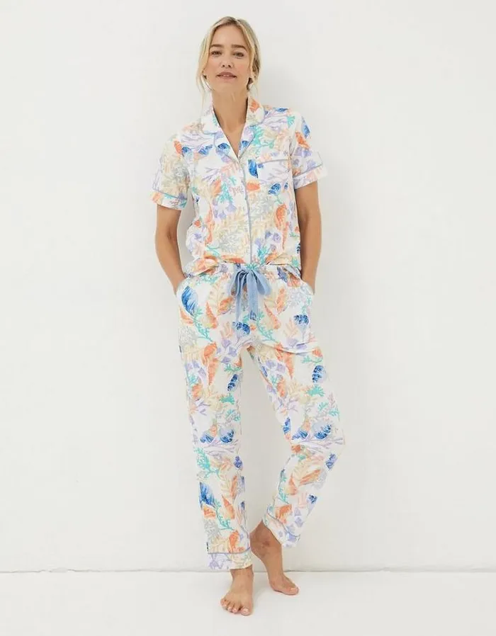 Women FatFace Nightwear and Pajamas Eva Ocean Shell Lounge Pants Ivory
