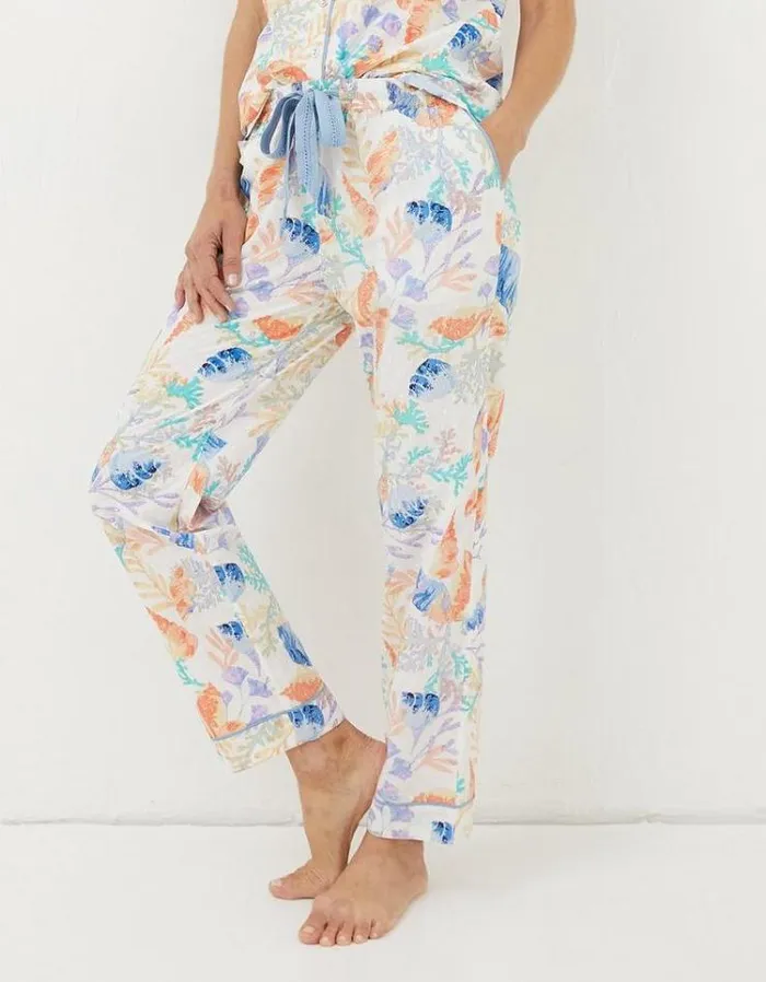 Women FatFace Nightwear and Pajamas Eva Ocean Shell Lounge Pants Ivory