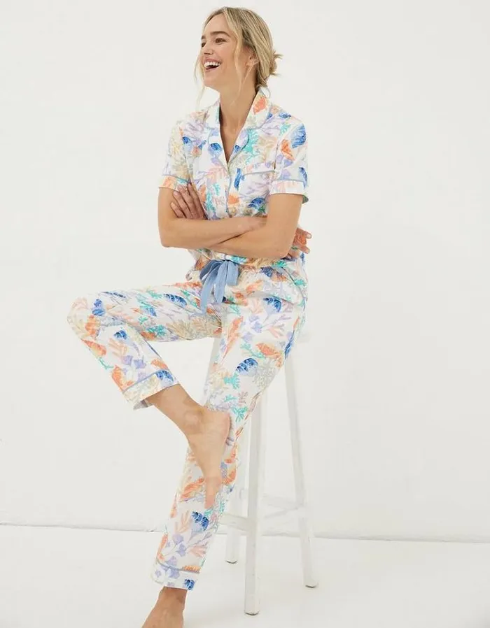 Women FatFace Nightwear and Pajamas Eva Ocean Shell Lounge Pants Ivory