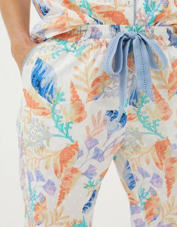 Women FatFace Nightwear and Pajamas Eva Ocean Shell Lounge Pants Ivory