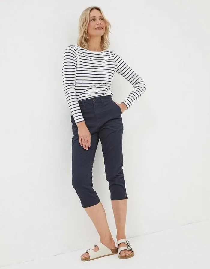 Women FatFace Pants and Leggings Farnham Crop Chinos Navy