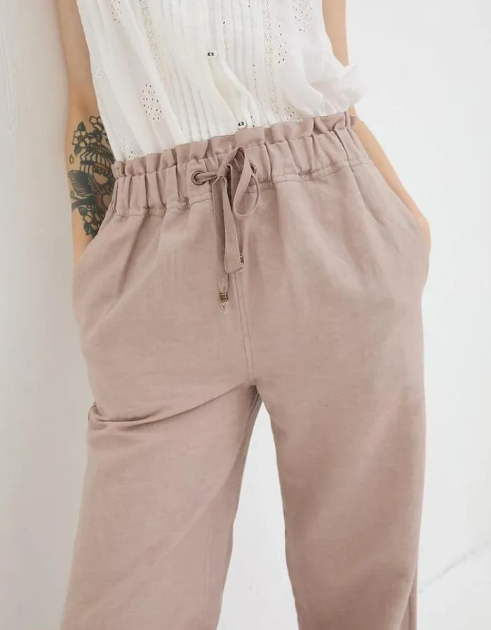 Women FatFace Pants and Leggings Iva Wide Leg Linen Pants Natural