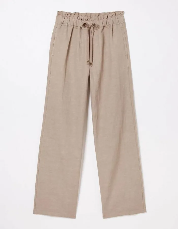 Women FatFace Pants and Leggings Iva Wide Leg Linen Pants Natural