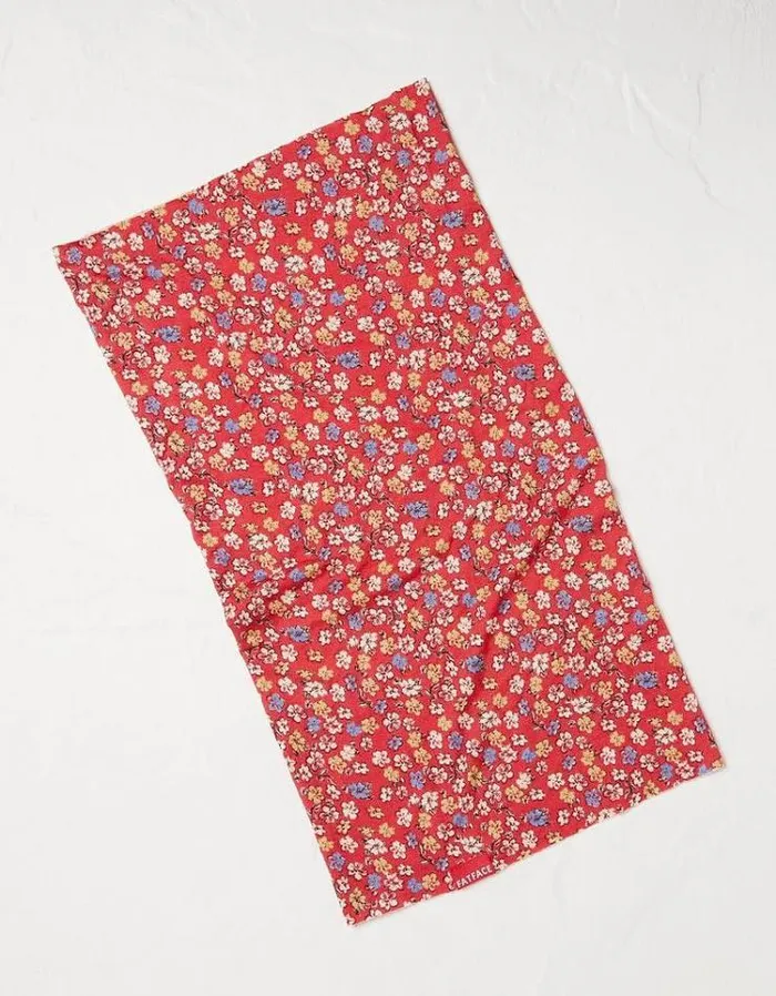 Women FatFace Scarves Ditsy Floral Snood Bright Red