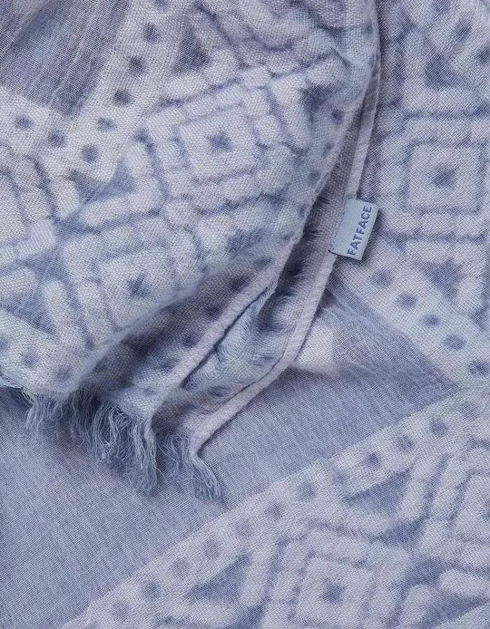 Women FatFace Scarves Jacquard Scarf Washed Blue
