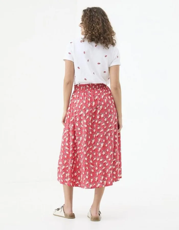 Women FatFace Skirts Millie Strawberry Midi Skirt Tomato Red