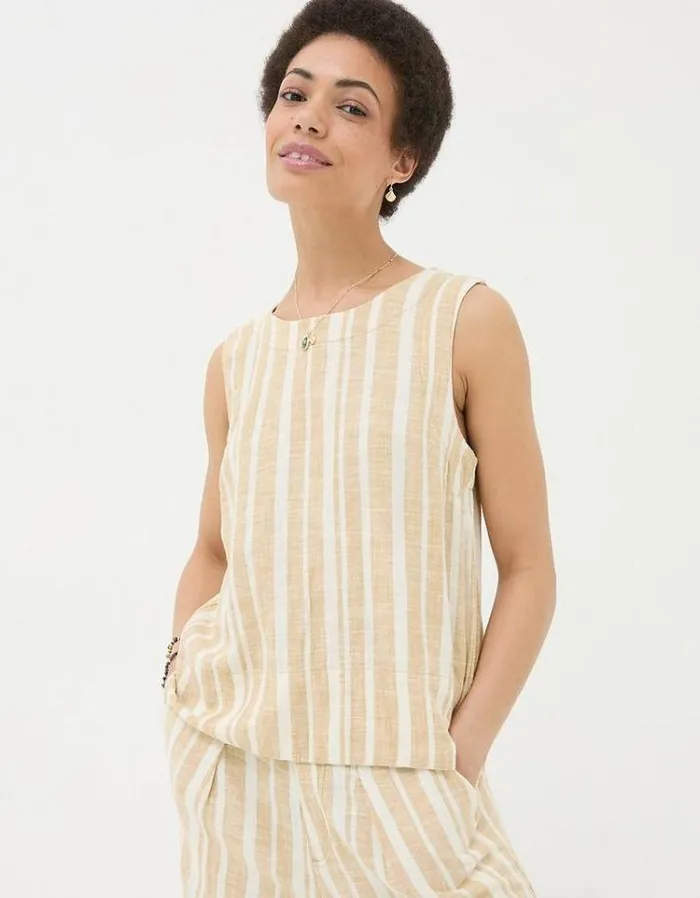 Women FatFace Tops and TShirts Aditi Linen Blend Top Natural