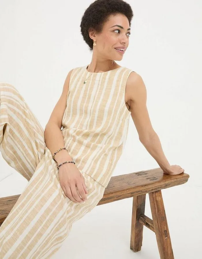 Women FatFace Tops and TShirts Aditi Linen Blend Top Natural