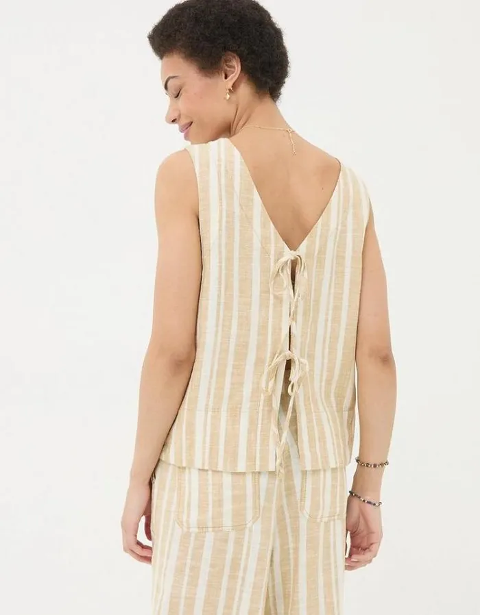 Women FatFace Tops and TShirts Aditi Linen Blend Top Natural