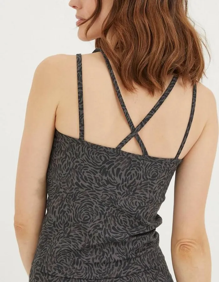 Women FatFace Tops and TShirts Elowen Print Crop Top Charcoal Grey